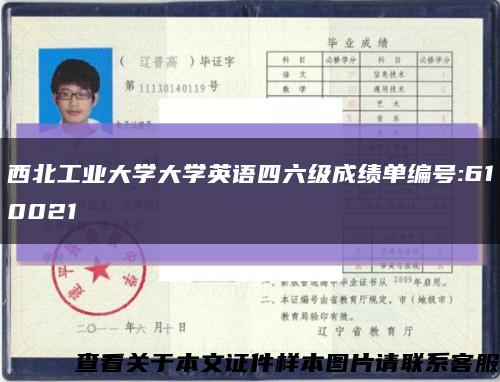 西北工业大学大学英语四六级成绩单编号:610021缩略图