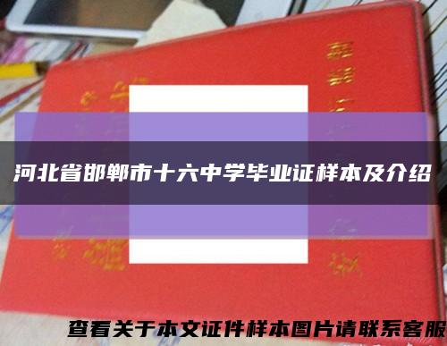 河北省邯郸市十六中学毕业证样本及介绍缩略图