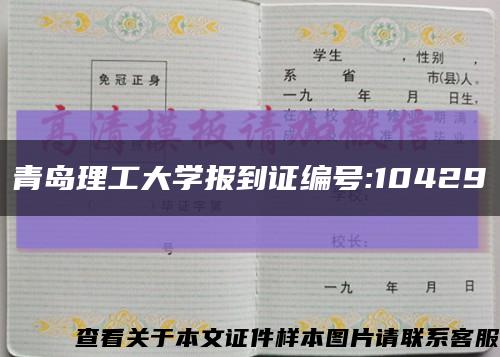 青岛理工大学报到证编号:10429缩略图
