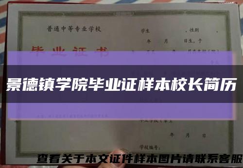 景德镇学院毕业证样本校长简历缩略图
