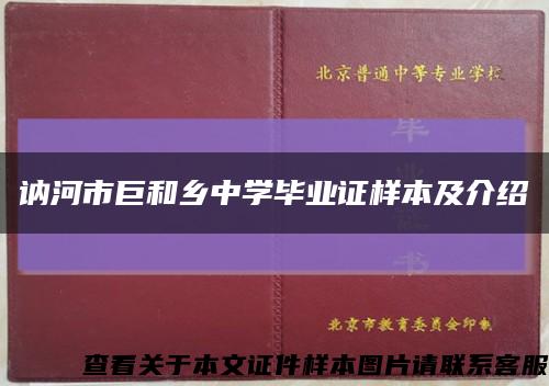 讷河市巨和乡中学毕业证样本及介绍缩略图