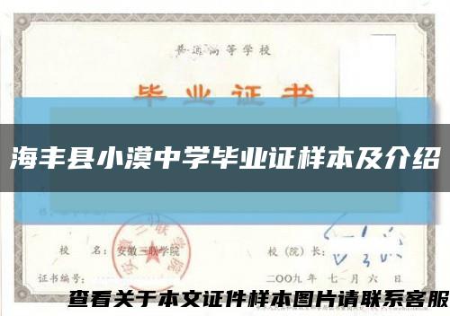 海丰县小漠中学毕业证样本及介绍缩略图