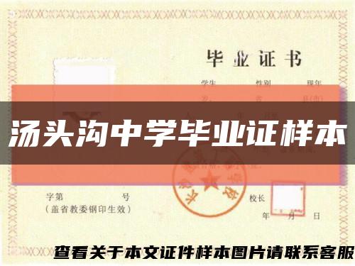 汤头沟中学毕业证样本缩略图