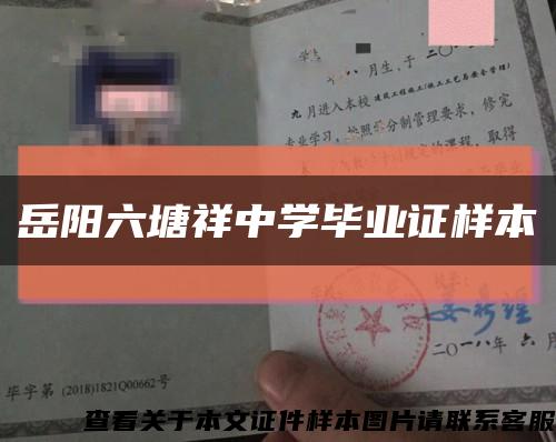 岳阳六塘祥中学毕业证样本缩略图