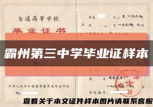 霸州第三中学毕业证样本缩略图