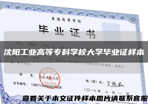 沈阳工业高等专科学校大学毕业证样本缩略图