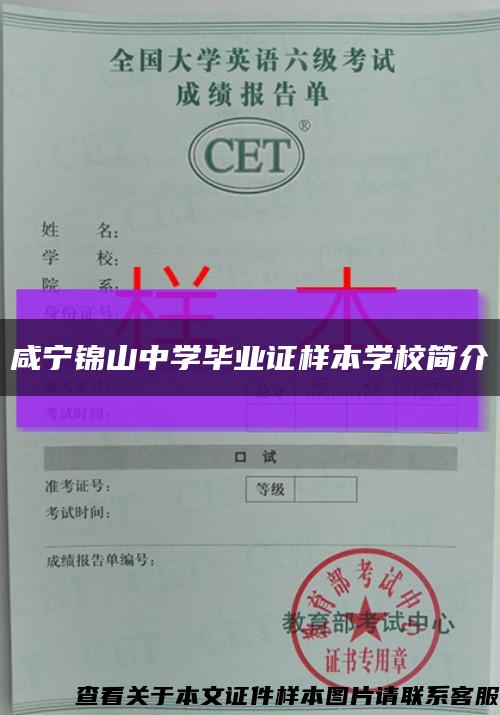 咸宁锦山中学毕业证样本学校简介缩略图