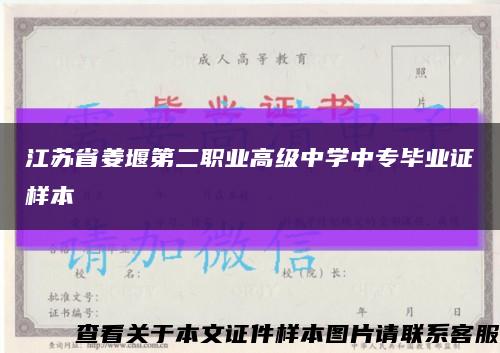 江苏省姜堰第二职业高级中学中专毕业证样本缩略图