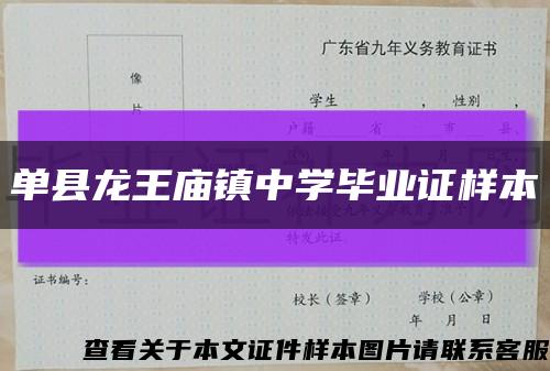 单县龙王庙镇中学毕业证样本缩略图