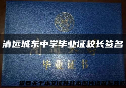 清远城东中学毕业证校长签名缩略图