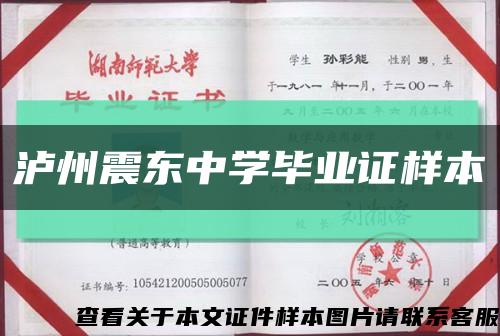 泸州震东中学毕业证样本缩略图