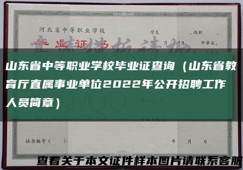 山东省中等职业学校毕业证查询（山东省教育厅直属事业单位2022年公开招聘工作人员简章）缩略图