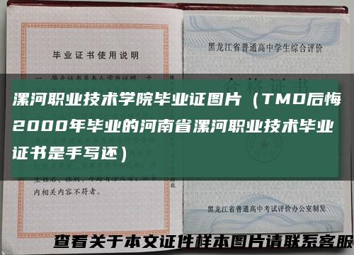 漯河职业技术学院毕业证图片（TMD后悔2000年毕业的河南省漯河职业技术毕业证书是手写还）缩略图