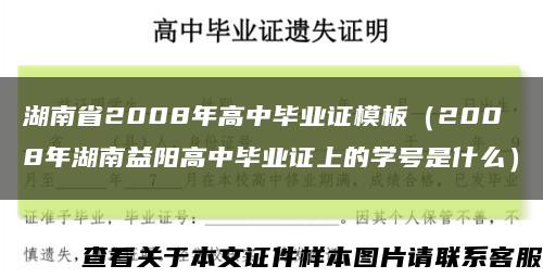 湖南省2008年高中毕业证模板（2008年湖南益阳高中毕业证上的学号是什么）缩略图