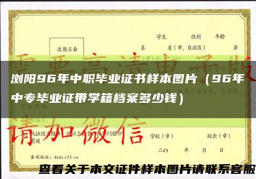 浏阳96年中职毕业证书样本图片（96年中专毕业证带学籍档案多少钱）缩略图