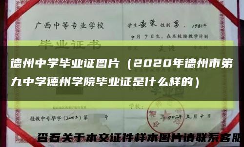 德州中学毕业证图片（2020年德州市第九中学德州学院毕业证是什么样的）缩略图
