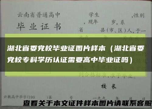 湖北省委党校毕业证图片样本（湖北省委党校专科学历认证需要高中毕业证吗）缩略图