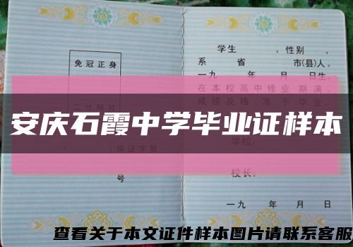 安庆石霞中学毕业证样本缩略图