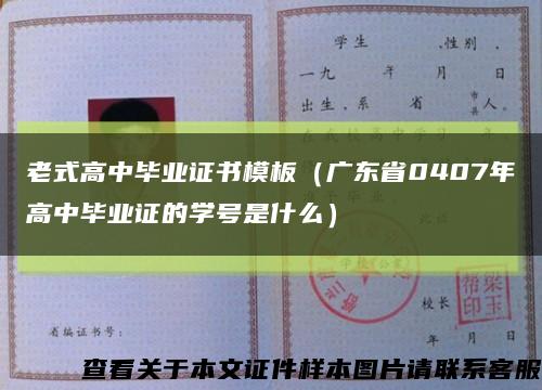 老式高中毕业证书模板（广东省0407年高中毕业证的学号是什么）缩略图