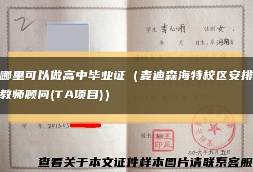哪里可以做高中毕业证（麦迪森海特校区安排教师顾问(TA项目)）缩略图