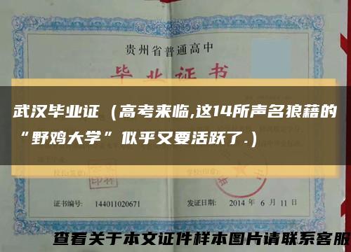 武汉毕业证（高考来临,这14所声名狼藉的“野鸡大学”似乎又要活跃了.）缩略图