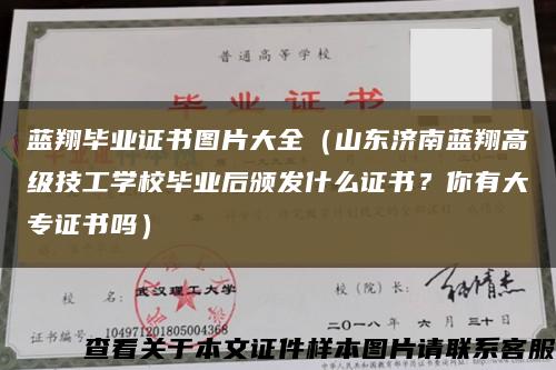 蓝翔毕业证书图片大全（山东济南蓝翔高级技工学校毕业后颁发什么证书？你有大专证书吗）缩略图
