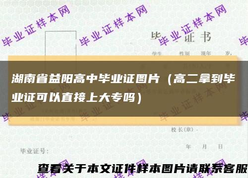 湖南省益阳高中毕业证图片（高二拿到毕业证可以直接上大专吗）缩略图
