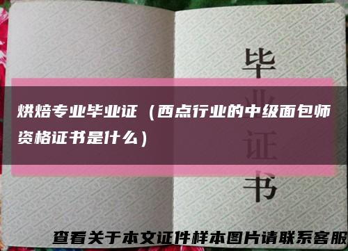 烘焙专业毕业证（西点行业的中级面包师资格证书是什么）缩略图