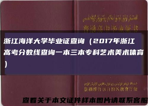 浙江海洋大学毕业证查询（2017年浙江高考分数线查询一本三本专科艺术美术体育）缩略图
