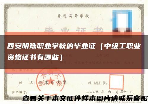 西安明珠职业学校的毕业证（中级工职业资格证书有哪些）缩略图