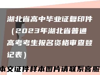 湖北省高中毕业证复印件（2023年湖北省普通高考考生报名资格审查登记表）缩略图