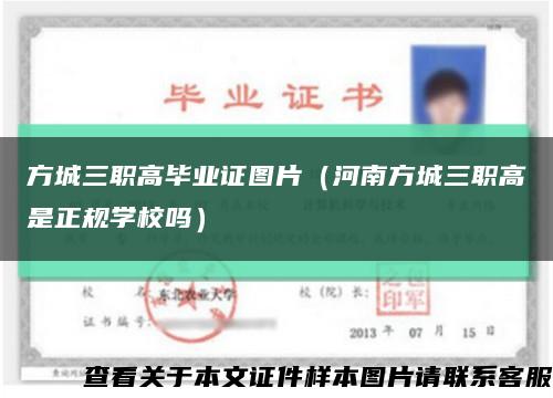 方城三职高毕业证图片（河南方城三职高是正规学校吗）缩略图