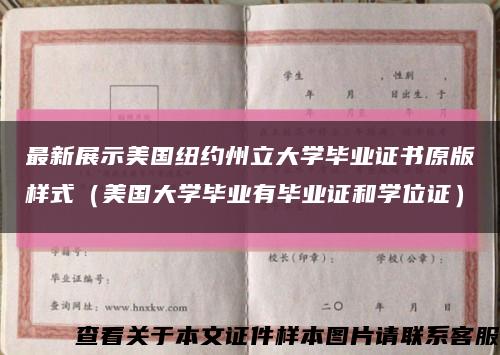最新展示美国纽约州立大学毕业证书原版样式（美国大学毕业有毕业证和学位证）缩略图