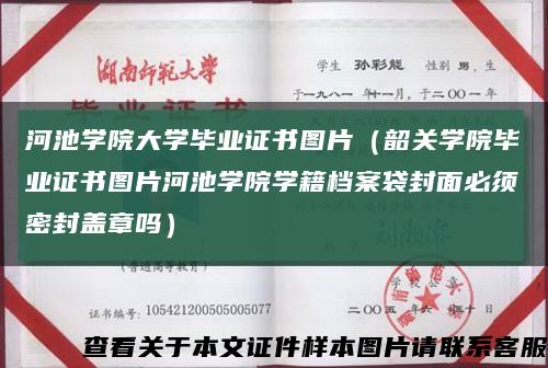河池学院大学毕业证书图片（韶关学院毕业证书图片河池学院学籍档案袋封面必须密封盖章吗）缩略图