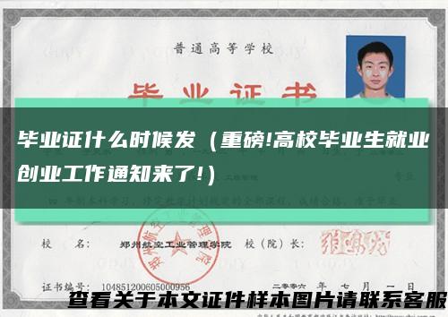 毕业证什么时候发（重磅!高校毕业生就业创业工作通知来了!）缩略图