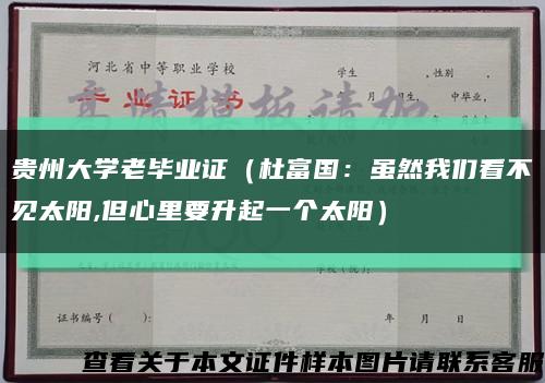 贵州大学老毕业证（杜富国：虽然我们看不见太阳,但心里要升起一个太阳）缩略图