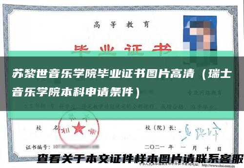 苏黎世音乐学院毕业证书图片高清（瑞士音乐学院本科申请条件）缩略图