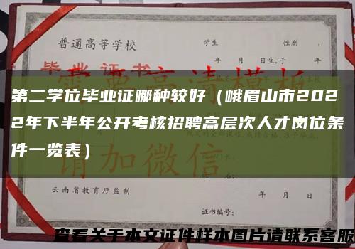 第二学位毕业证哪种较好（峨眉山市2022年下半年公开考核招聘高层次人才岗位条件一览表）缩略图