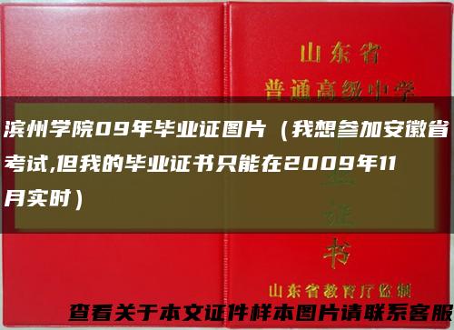 滨州学院09年毕业证图片（我想参加安徽省考试,但我的毕业证书只能在2009年11月实时）缩略图