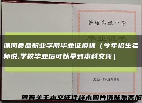 漯河食品职业学院毕业证模板（今年招生老师说,学校毕业后可以拿到本科文凭）缩略图