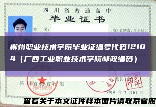 柳州职业技术学院毕业证编号代码12104（广西工业职业技术学院邮政编码）缩略图