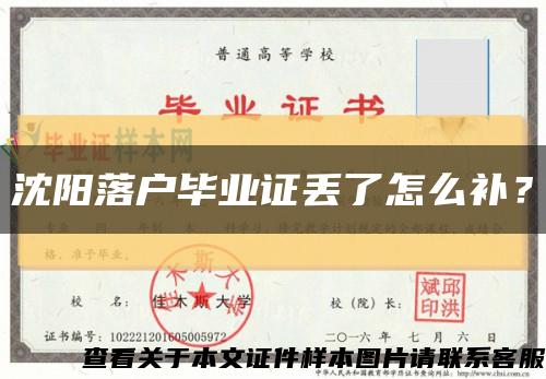 沈阳落户毕业证丢了怎么补？缩略图