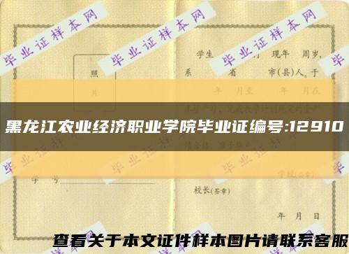 黑龙江农业经济职业学院毕业证编号:12910缩略图