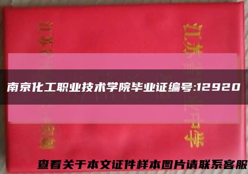 南京化工职业技术学院毕业证编号:12920缩略图