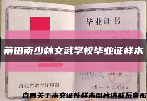 莆田南少林文武学校毕业证样本缩略图