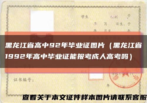 黑龙江省高中92年毕业证图片（黑龙江省1992年高中毕业证能报考成人高考吗）缩略图