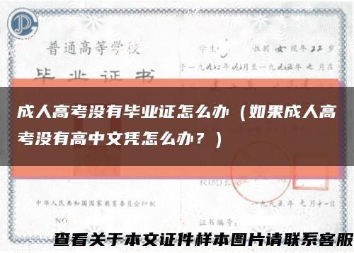 成人高考没有毕业证怎么办（如果成人高考没有高中文凭怎么办？）缩略图