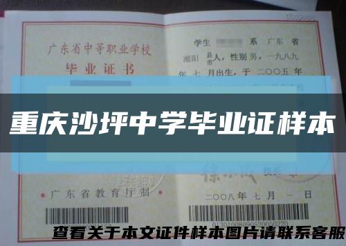 重庆沙坪中学毕业证样本缩略图