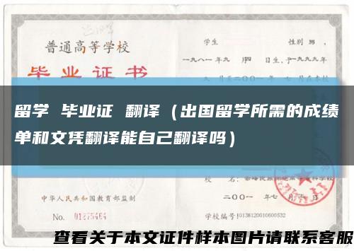留学 毕业证 翻译（出国留学所需的成绩单和文凭翻译能自己翻译吗）缩略图