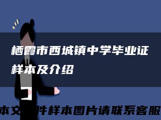 栖霞市西城镇中学毕业证样本及介绍缩略图